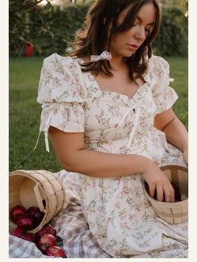 Ava Gowns Amelia Ribbon Floral Dress in Ivory